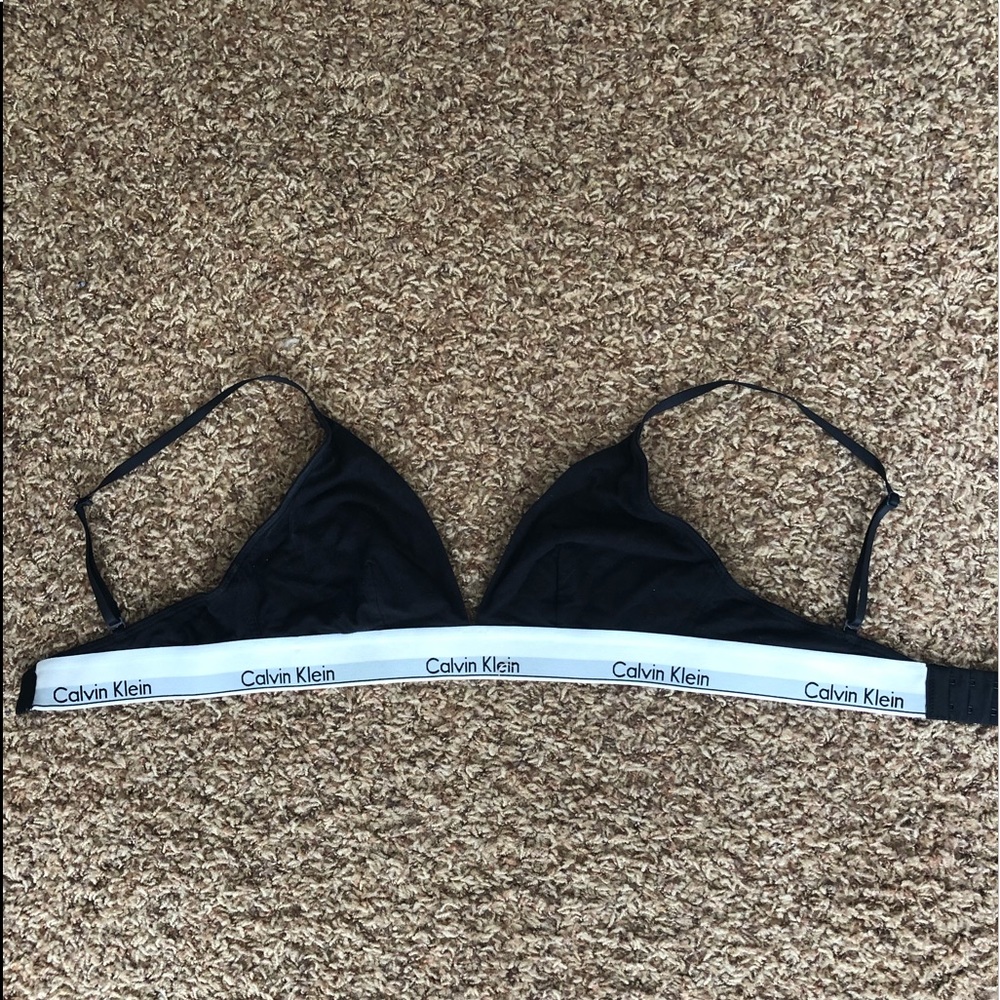 Calvin Klein black cotton triangle bra large